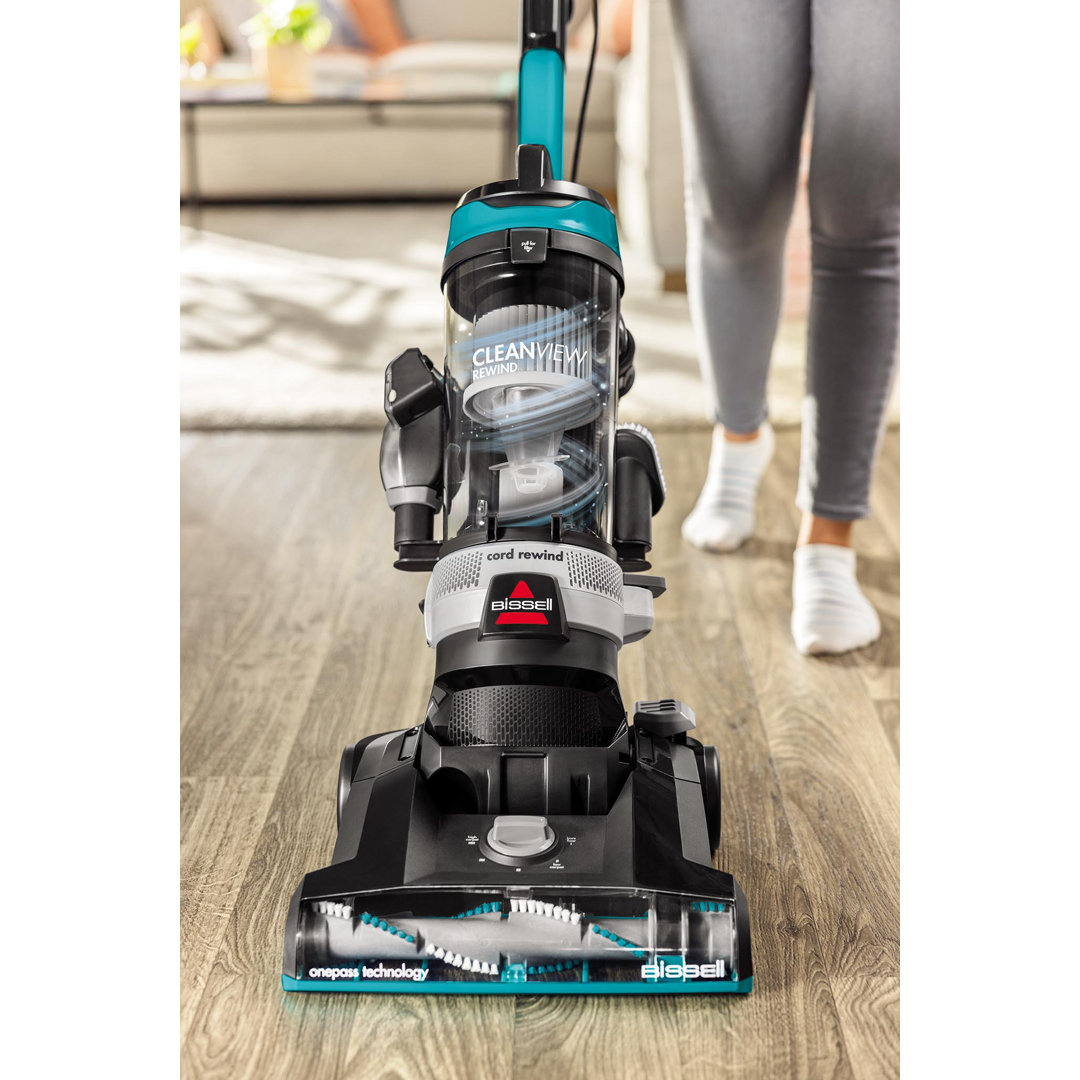 BISSELL CleanView® Rewind Upright Bagless Vacuum Cleaner | 3676 Black/Blue with Crevice Tool